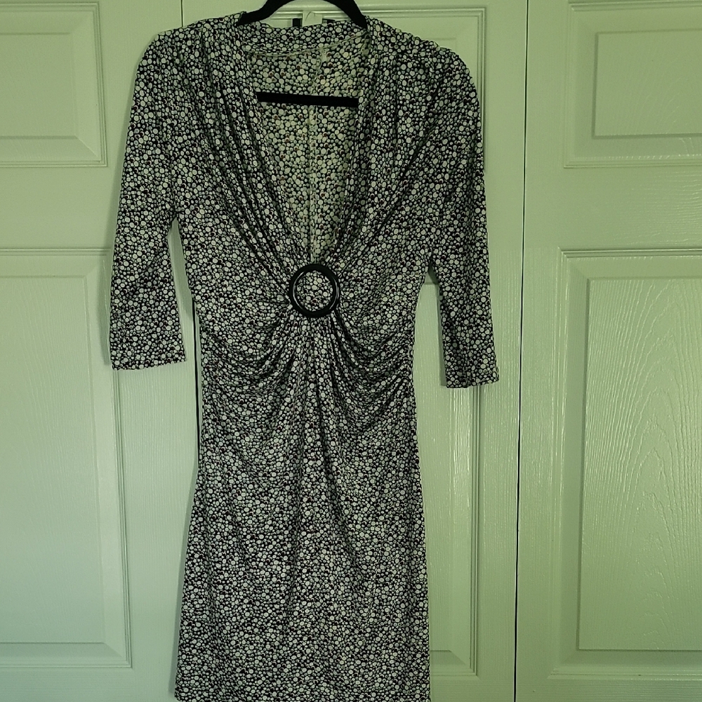 Alyn Paige Black and White Floral Long Sleeve Dress